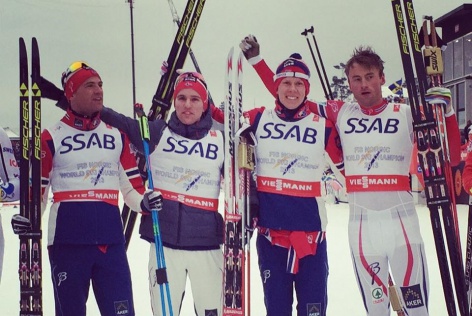 Норвежские лыжники защитили титул чемпионов мира в эстафете 4х10 км