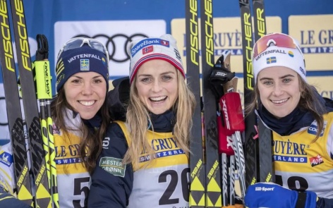 Johaug and Bolshunov on top of the podium at the 10/15 km C in Ruka