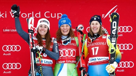 Surprise podium at opening Lake Louise downhill